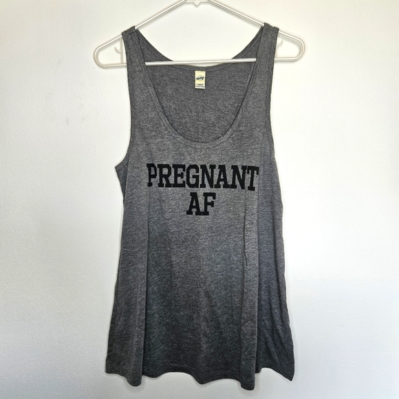 Kavio Tops - Pregnant AF Gray Tank Top Sz L